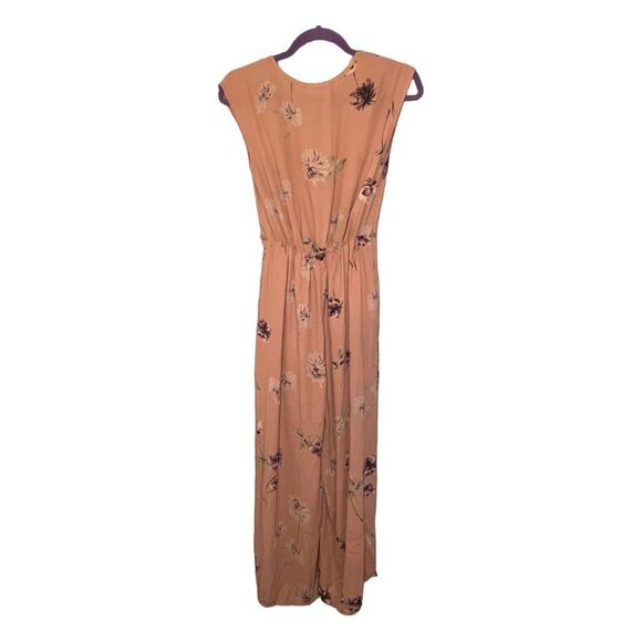 Sienna Sky Floral Print Jumpsuit Peach Purple Faux Wrap Sleeveless Belted XS - Picture 3 of 8